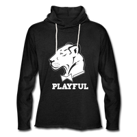 Playful Solid White Logo (Unisex) Lightweight Terry Hoodie - charcoal grey