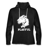 Playful Solid White Logo (Unisex) Lightweight Terry Hoodie - charcoal grey