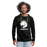 Playful Solid White Logo (Unisex) Lightweight Terry Hoodie - charcoal grey