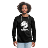 Playful Solid White Logo (Unisex) Lightweight Terry Hoodie - charcoal grey