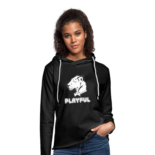 Playful Bubble White Logo (Unisex) Lightweight Terry Hoodie - charcoal grey