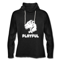 Playful Bubble White Logo (Unisex) Lightweight Terry Hoodie - charcoal grey