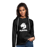 Playful Bubble White Logo (Unisex) Lightweight Terry Hoodie - charcoal grey