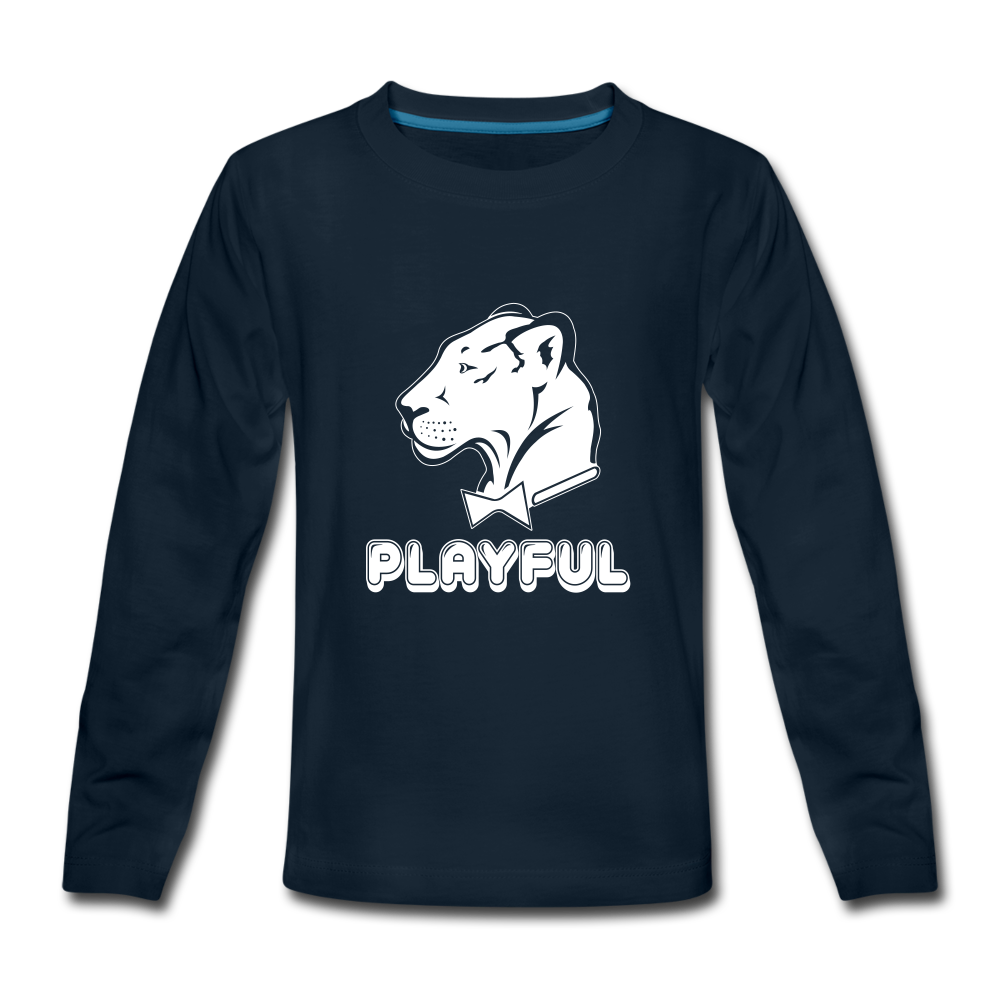 Playful Kids Navy Blue Premium Long Sleeve T-Shirt - deep navy