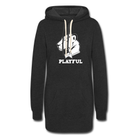 Playful Ladies Solid White Logo Hoodie Dress - heather black