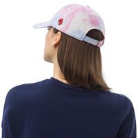 Playful Red Embroidered Tie Dye Hat
