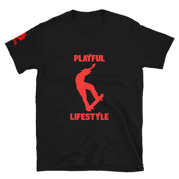 Playful Skateboarder (Red) (Unisex) T-Shirt