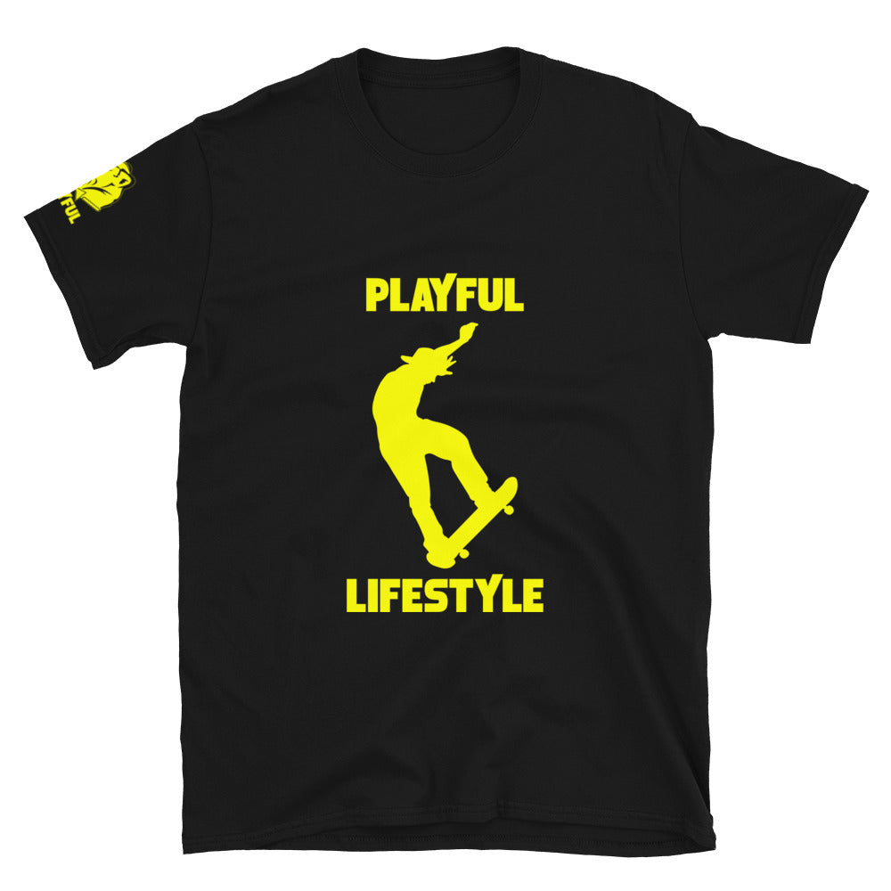 Playful Skateboarder Lifestyle (Yellow) (Unisex) T-Shirt