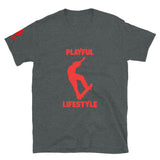 Playful Skateboarder (Red) (Unisex) T-Shirt