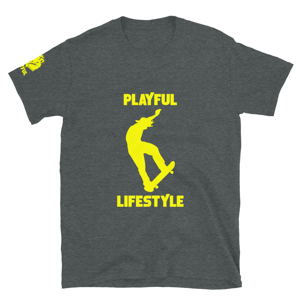 Playful Skateboarder Lifestyle (Yellow) (Unisex) T-Shirt