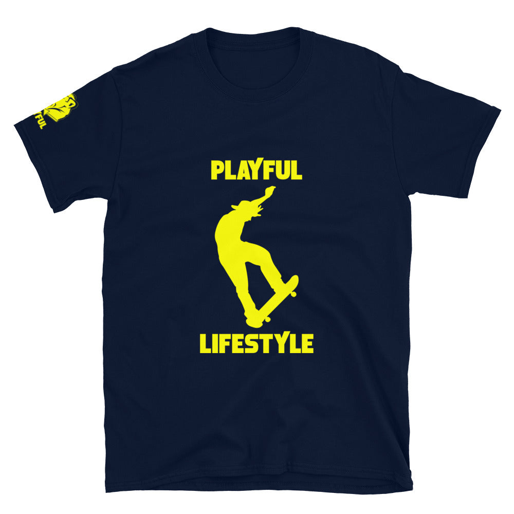 Playful Skateboarder Lifestyle (Yellow) (Unisex) T-Shirt