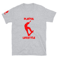 Playful Skateboarder (Red) (Unisex) T-Shirt