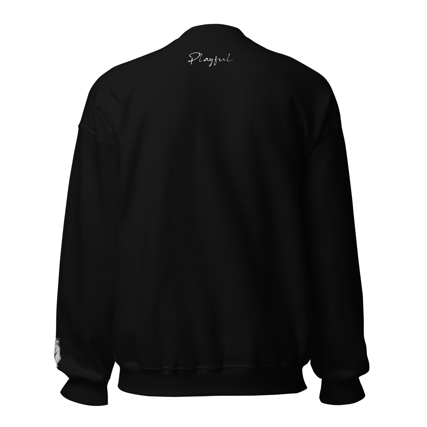 Playful White Embroidered Signature (Unisex) Sweatshirt