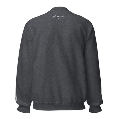 Playful White Embroidered Signature (Unisex) Sweatshirt