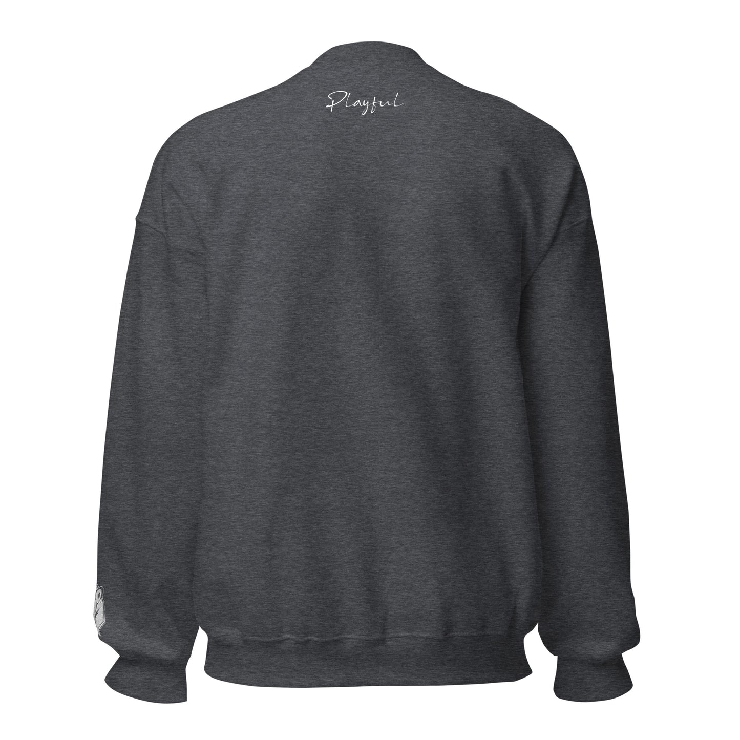 Playful White Embroidered Signnature (Unisex) Sweatshirt