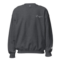 Playful White Embroidered Signnature (Unisex) Sweatshirt