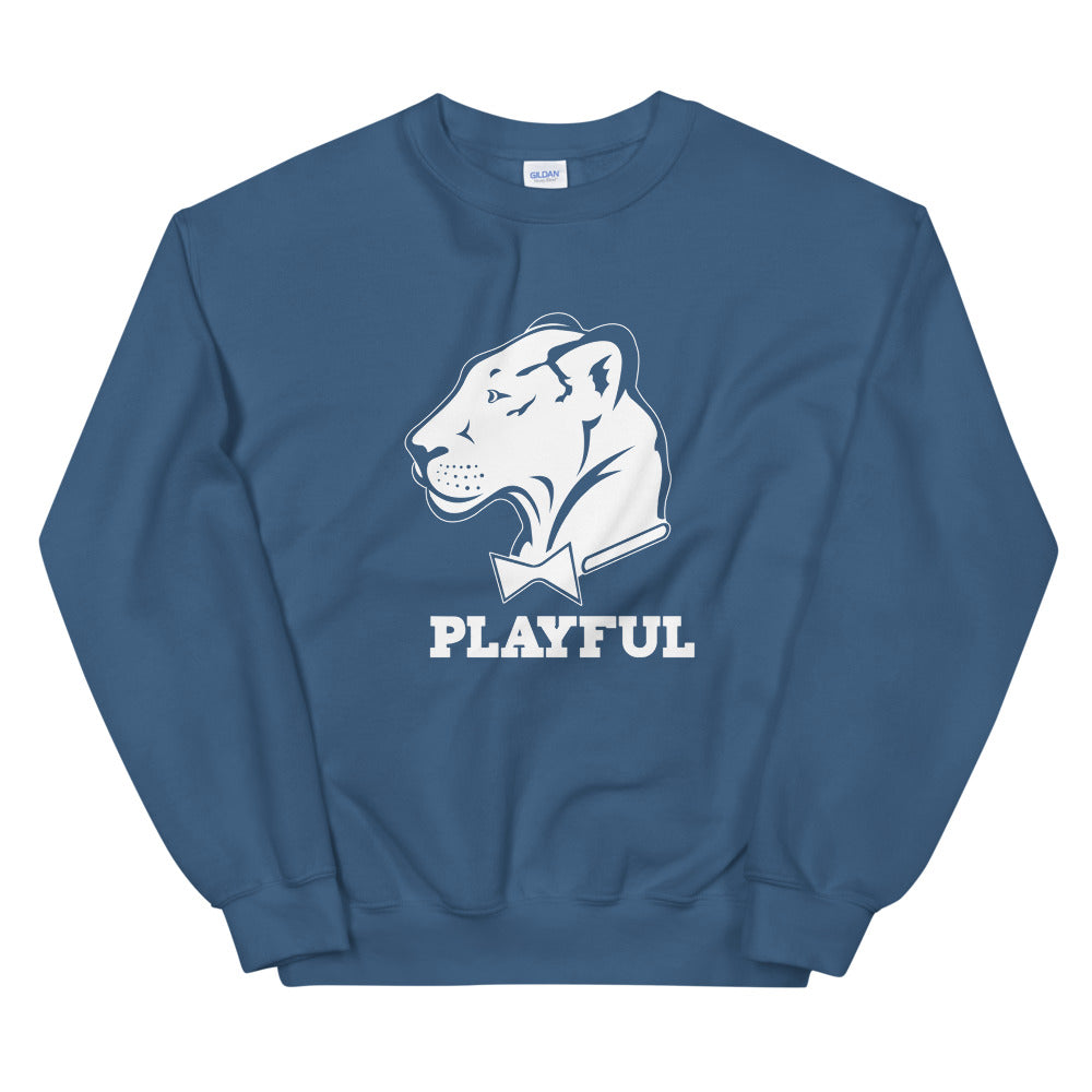Playful Solid White Logo (Unisex) Sweatshirt