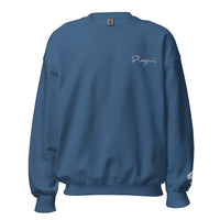 Playful White Embroidered Signnature (Unisex) Sweatshirt