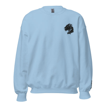 Playful Embroidered Black Lioness (Unisex) Sweatshirt