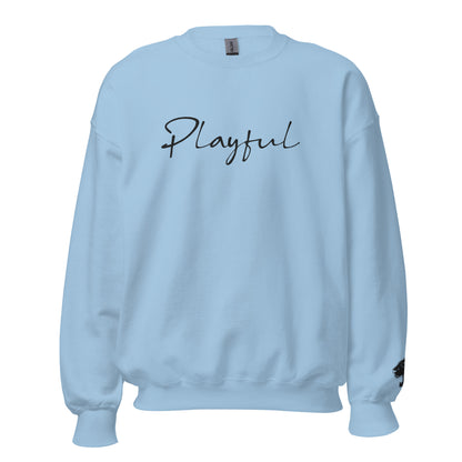 Playful Black Embroidered Signature (Unisex) Sweatshirt