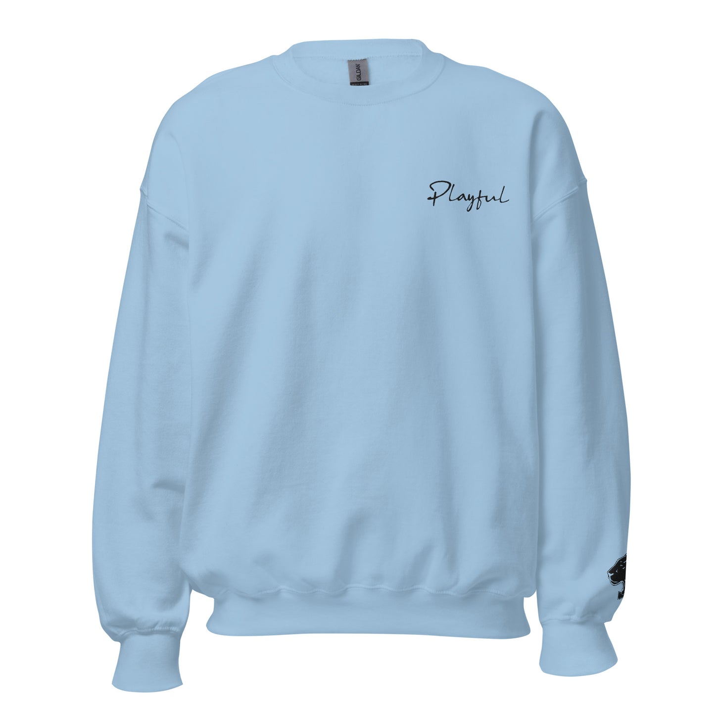 Playful Black Embroidered Signature (Unisex) Sweatshirt