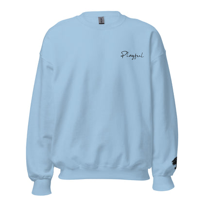 Playful Black Embroidered Signature (Unisex) Sweatshirt