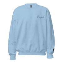 Playful Black Embroidered Signature (Unisex) Sweatshirt
