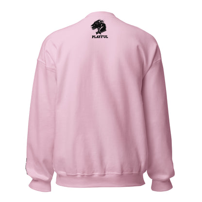 Playful Embroidered Black Lioness (Unisex) Sweatshirt