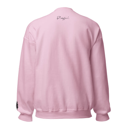 Playful Black Embroidered Signature (Unisex) Sweatshirt