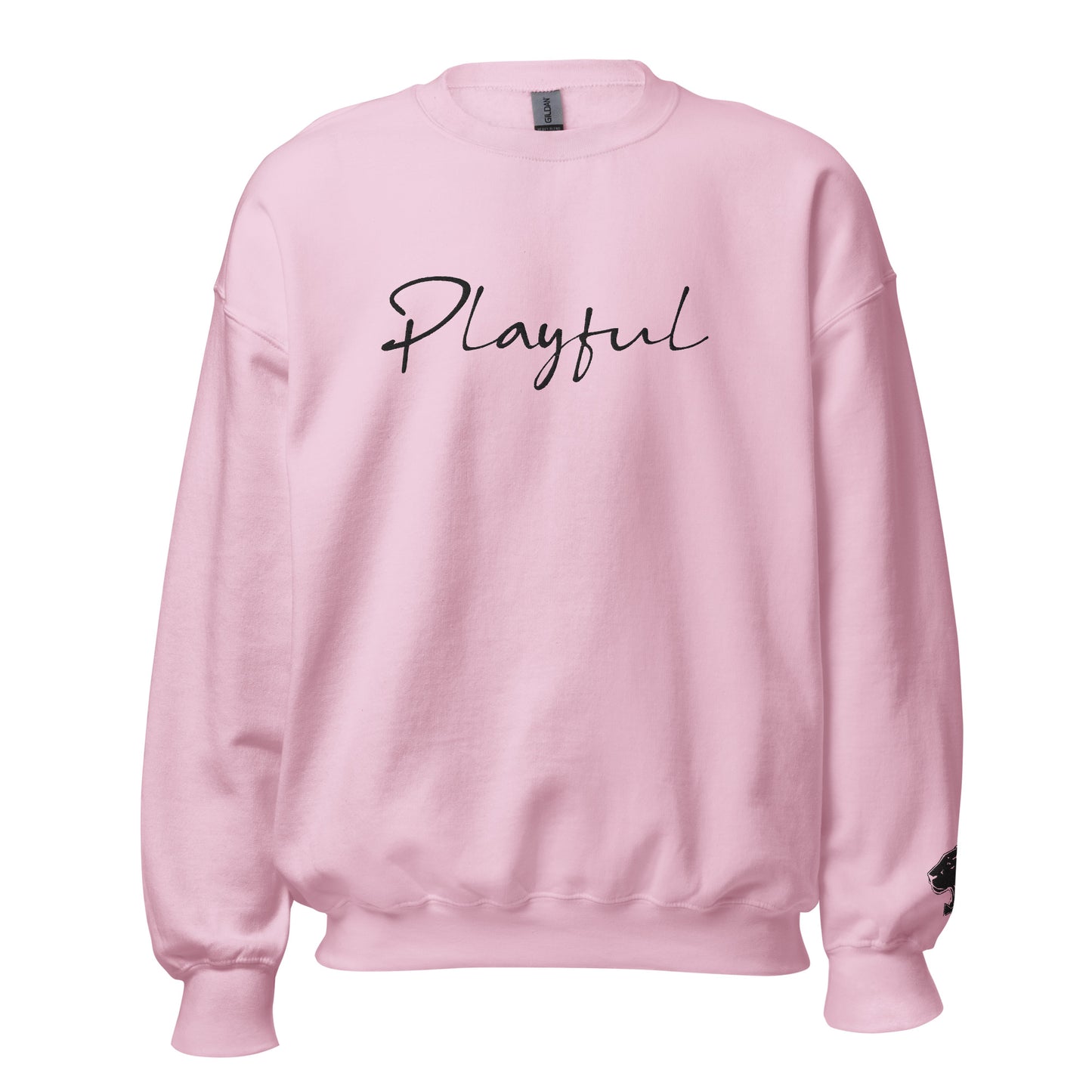 Playful Black Embroidered Signature (Unisex) Sweatshirt