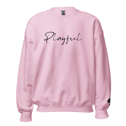 Playful Black Embroidered Signature (Unisex) Sweatshirt