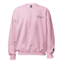 Playful Black Embroidered Signature (Unisex) Sweatshirt