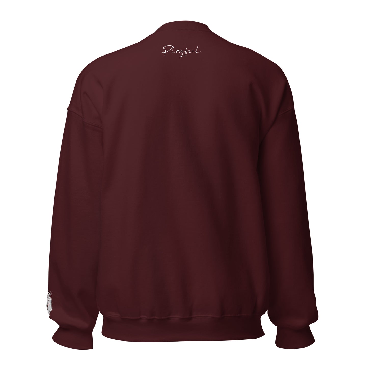 Playful White Embroidered Signnature (Unisex) Sweatshirt
