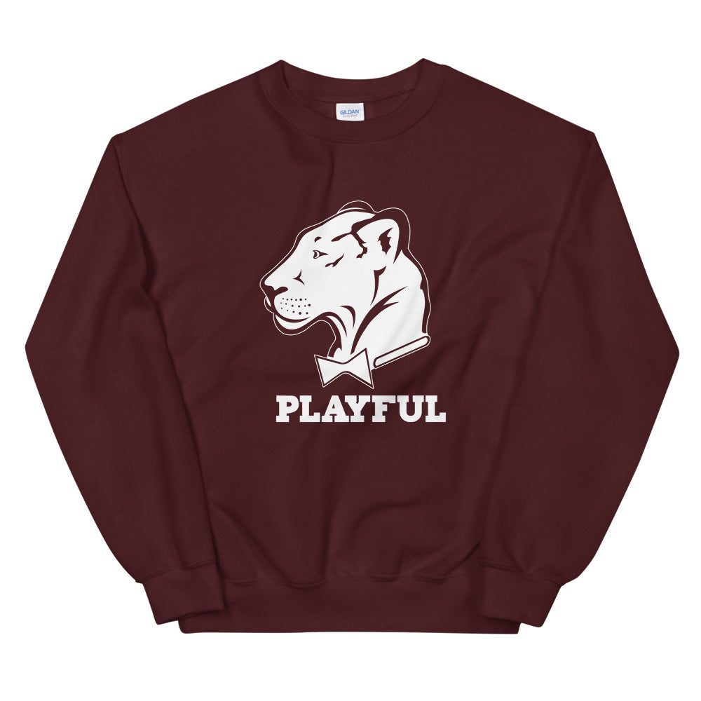 Playful Solid White Logo (Unisex) Sweatshirt