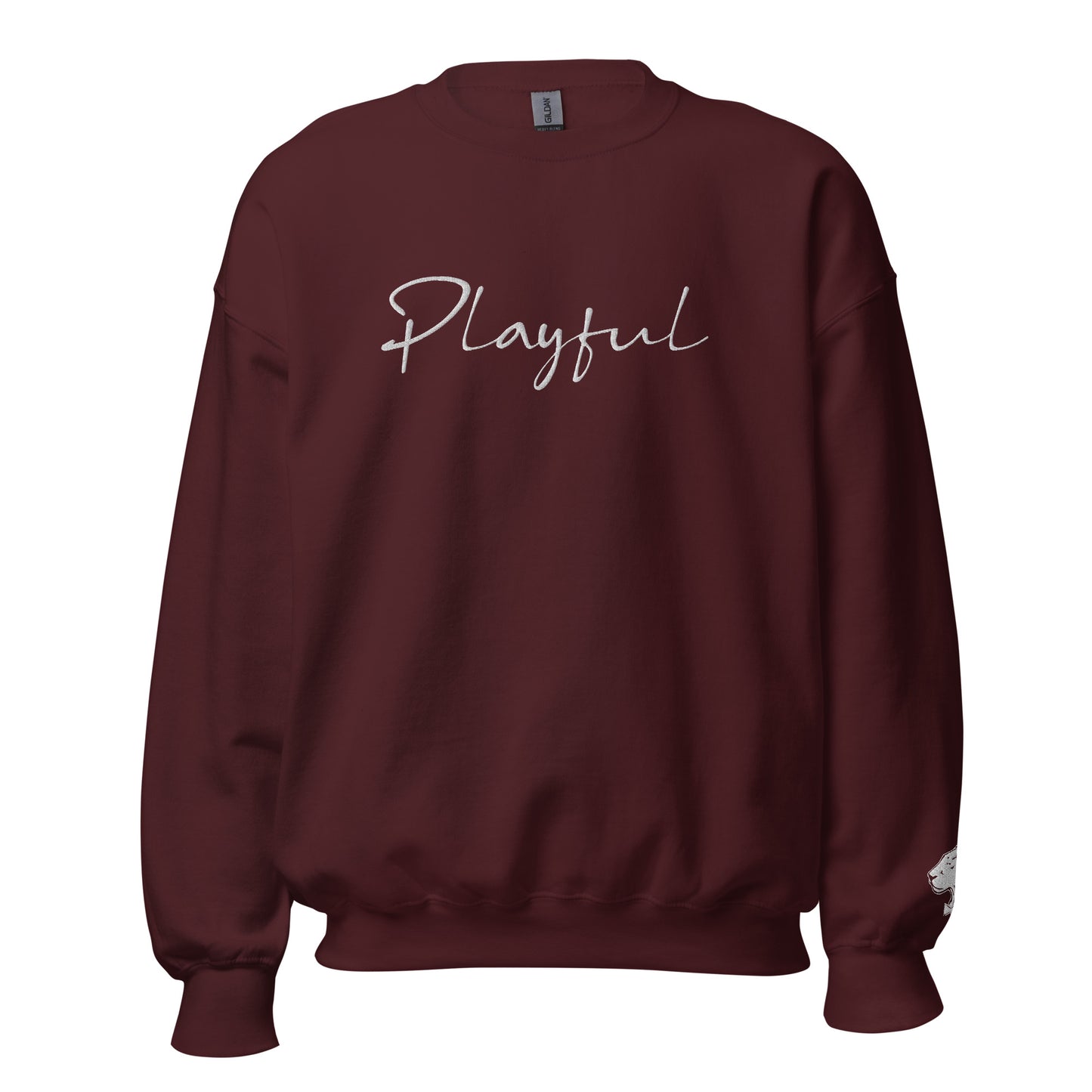 Playful White Embroidered Signature (Unisex) Sweatshirt