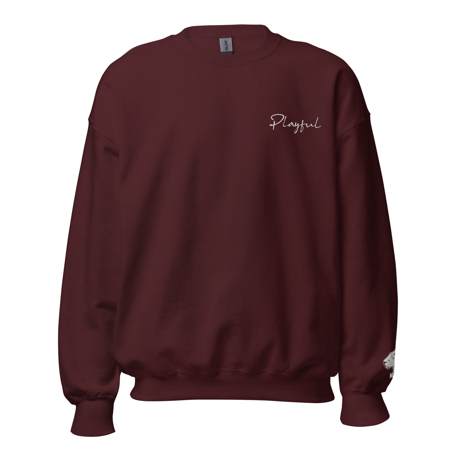 Playful White Embroidered Signnature (Unisex) Sweatshirt
