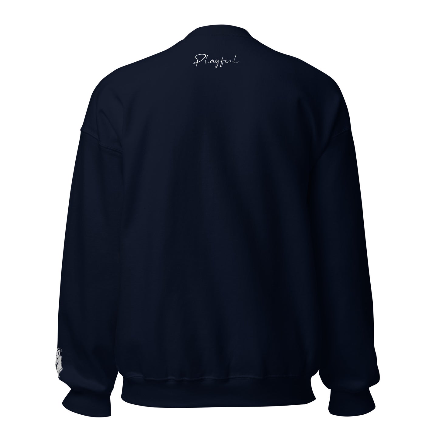 Playful White Embroidered Signature (Unisex) Sweatshirt