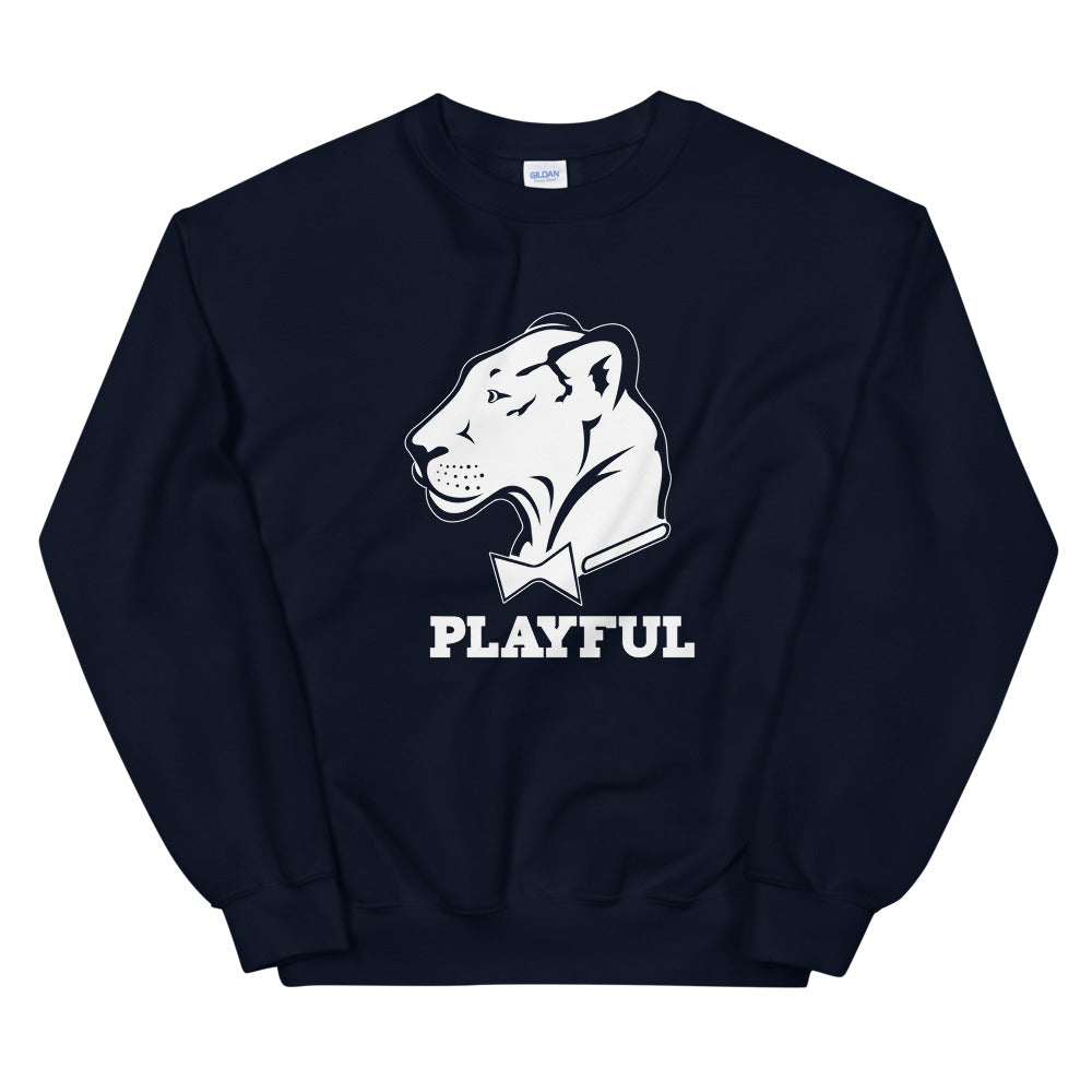 Playful Solid White Logo (Unisex) Sweatshirt