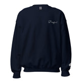 Playful White Embroidered Signnature (Unisex) Sweatshirt