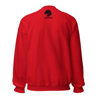 Playful Embroidered Black Lioness (Unisex) Sweatshirt