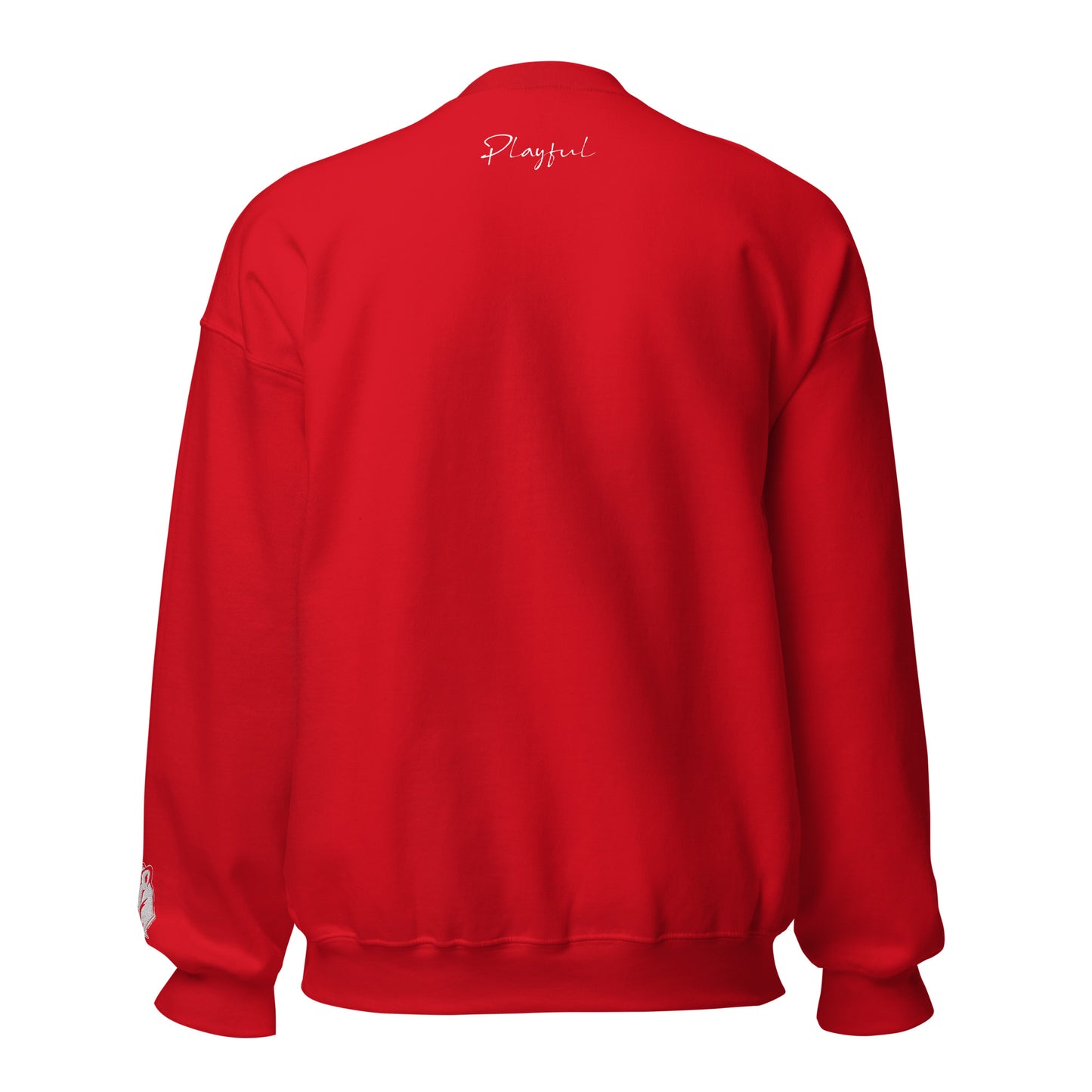 Playful White Embroidered Signnature (Unisex) Sweatshirt