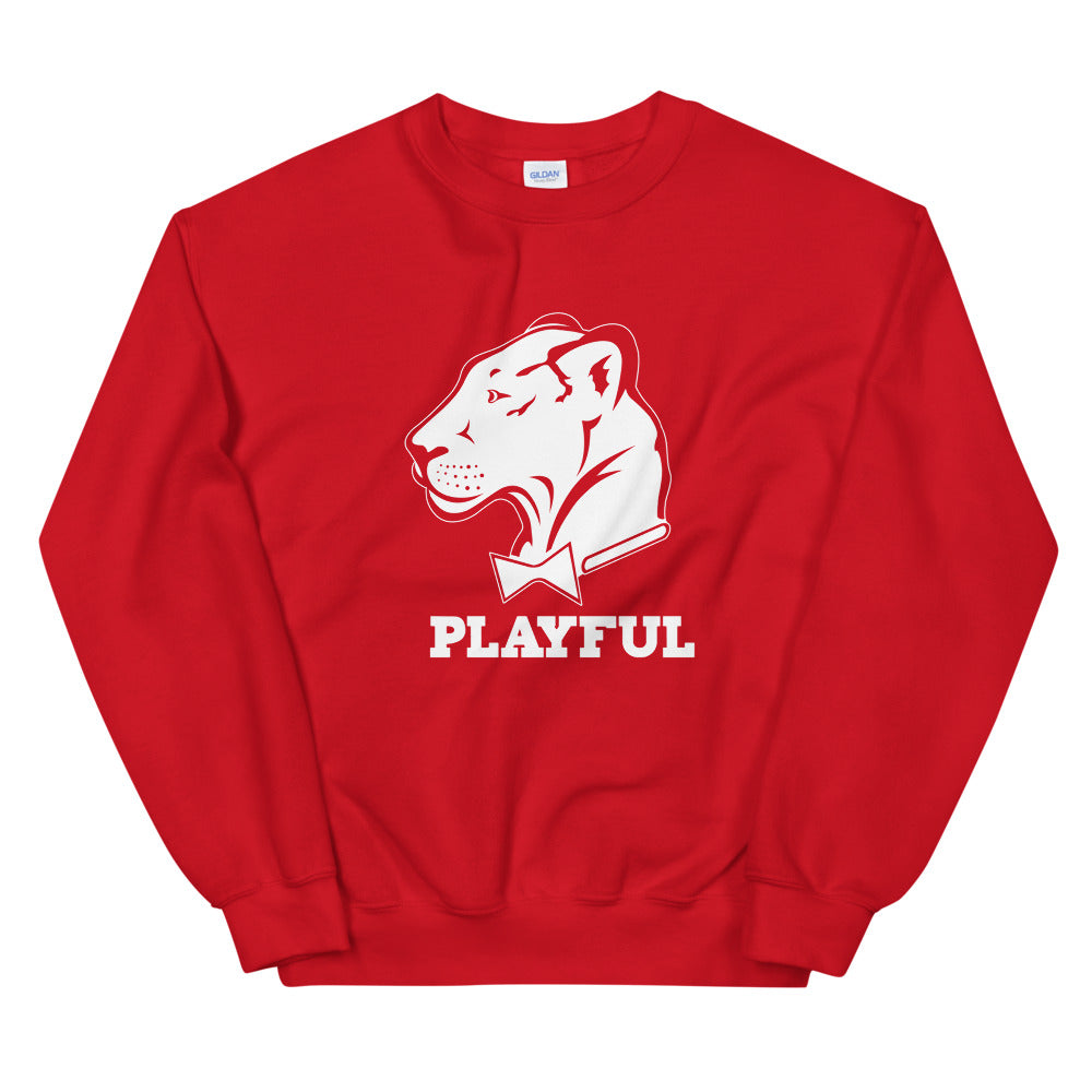 Playful Solid White Logo (Unisex) Sweatshirt