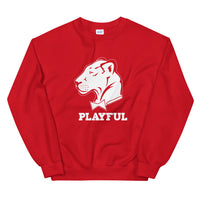 Playful Solid White Logo (Unisex) Sweatshirt