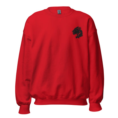 Playful Embroidered Black Lioness (Unisex) Sweatshirt