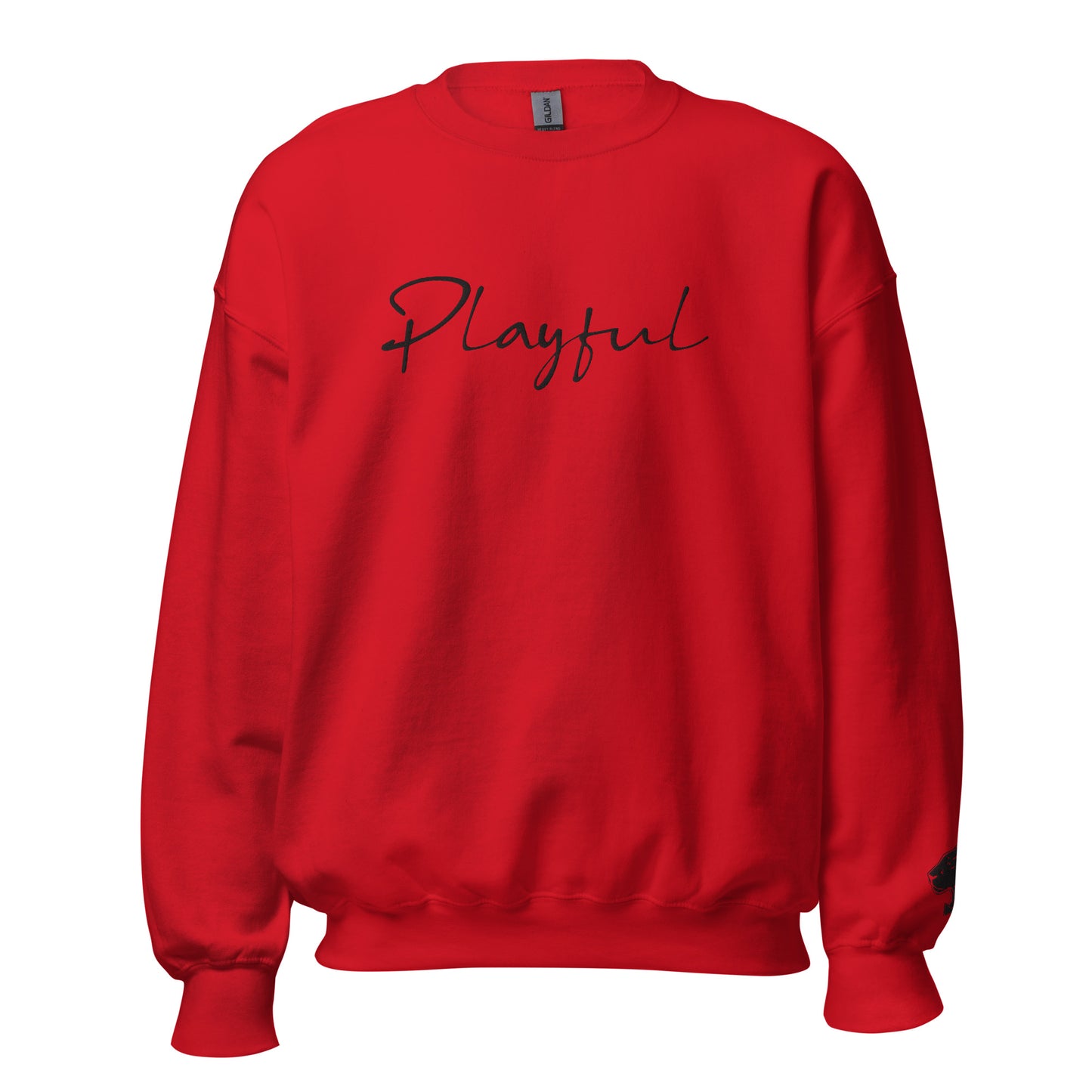 Playful Black Embroidered Signature (Unisex) Sweatshirt