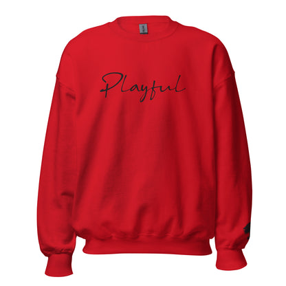 Playful Black Embroidered Signature (Unisex) Sweatshirt