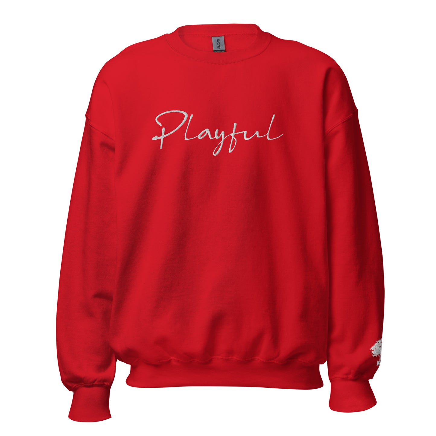 Playful White Embroidered Signature (Unisex) Sweatshirt