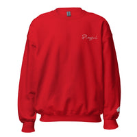 Playful White Embroidered Signnature (Unisex) Sweatshirt