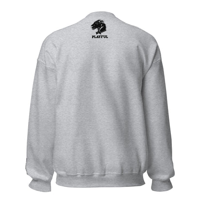 Playful Embroidered Black Lioness (Unisex) Sweatshirt