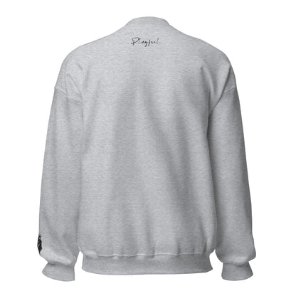 Playful Black Embroidered Signature (Unisex) Sweatshirt